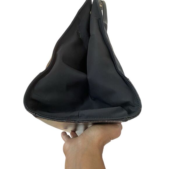 Tory Burch Ella Tote Lg Nylon/leather Dbl Handles Black - Picture 3 of 14